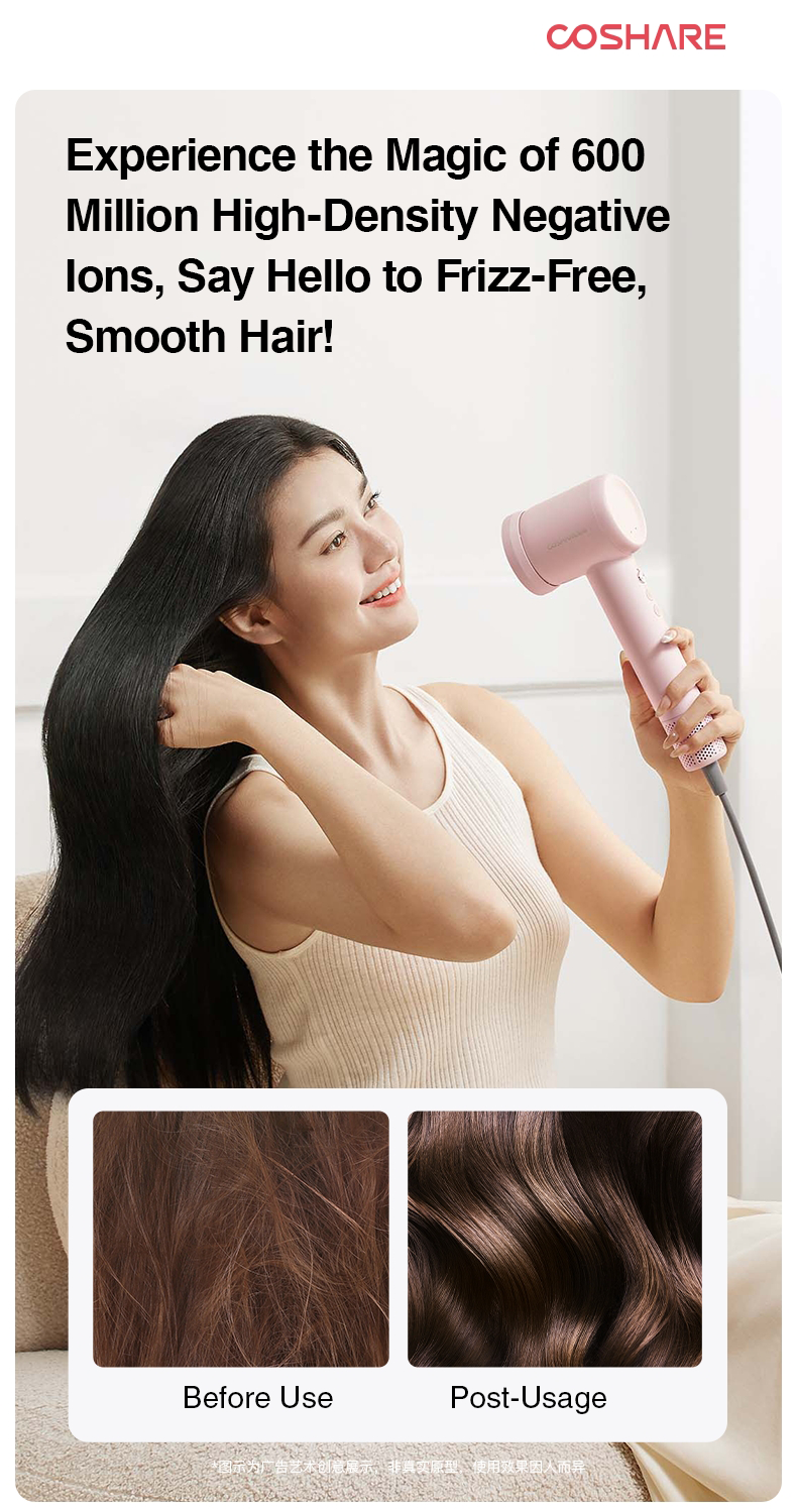 Coshare HD10E Pearl White-föhn-Haardroger met ionische technologie - 3 warmtestanden