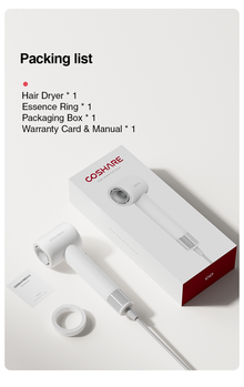 Coshare HD10E Pearl White-föhn-Haardroger met ionische technologie - 3 warmtestanden