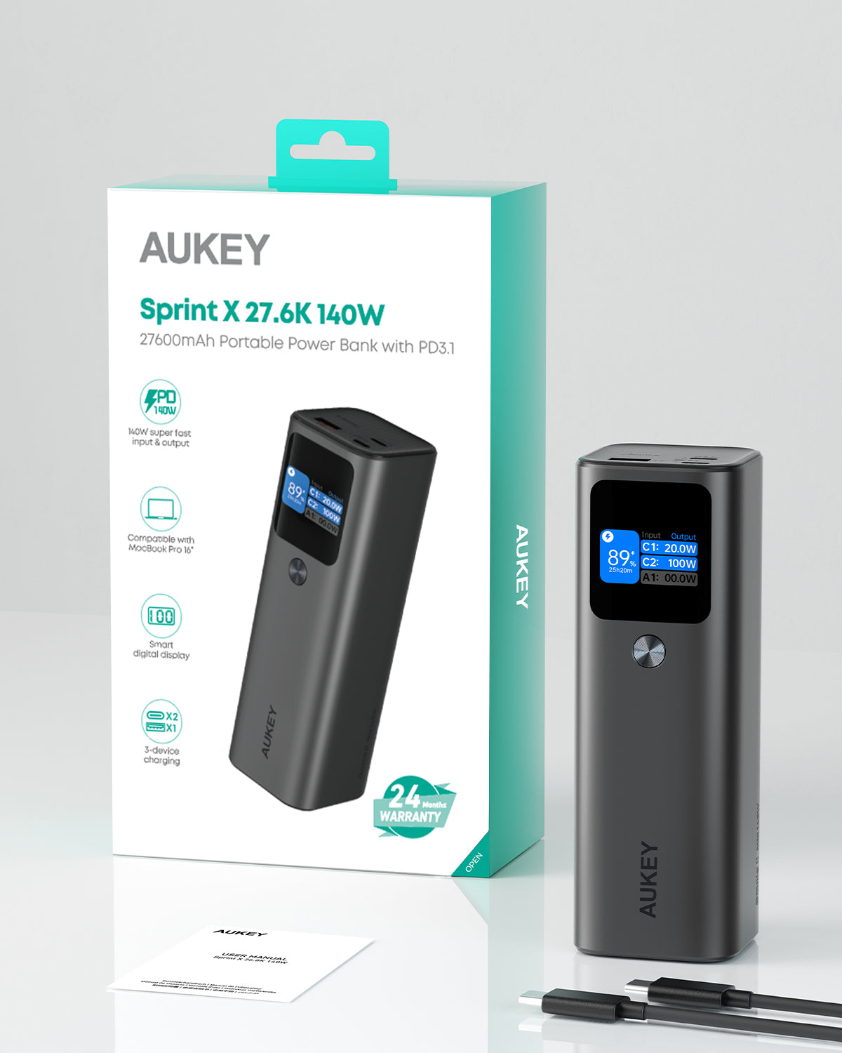 Aukey Sprint X 140W 27.600mAh Powerbank