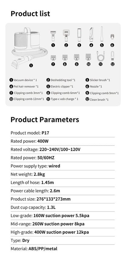 Redroad P17 Vacuum & Grooming kit